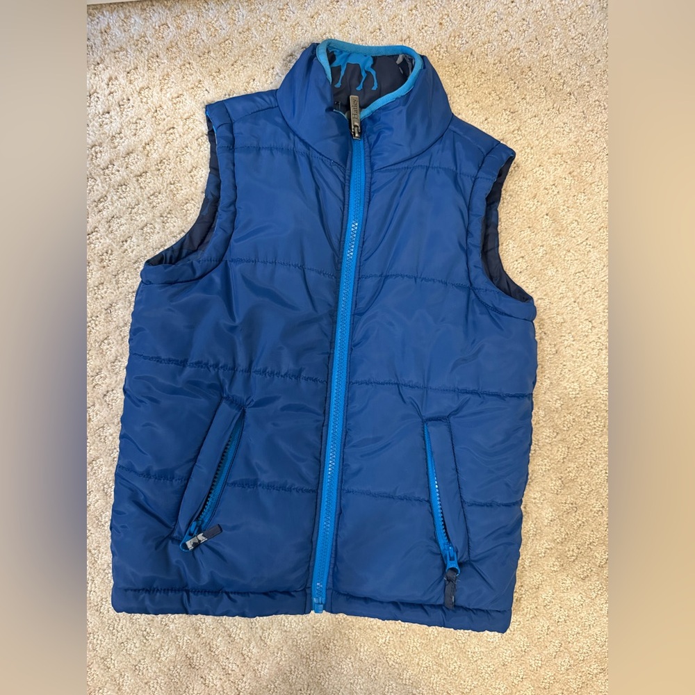Hatley reversible quilted outerwear royal blue moose puffer vest boys size 5
